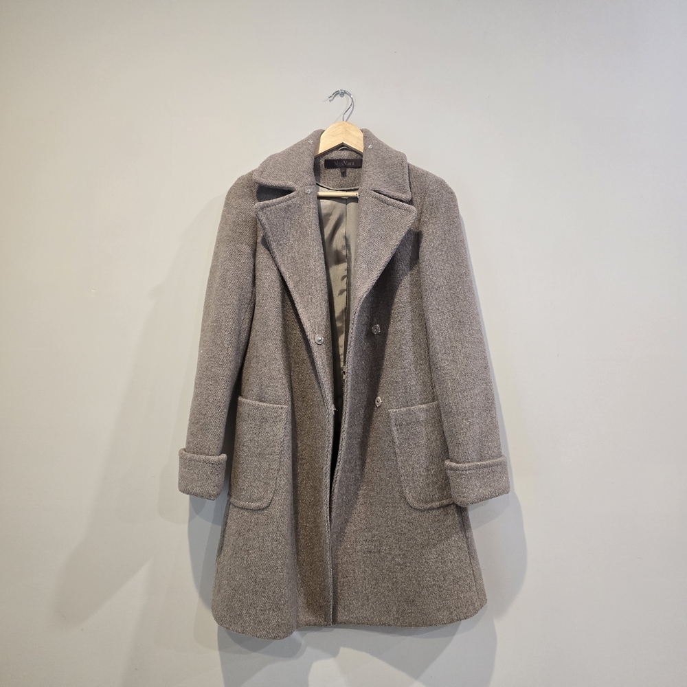 MaxMara Elegant Wool Cashmere Taupe Pea Coat